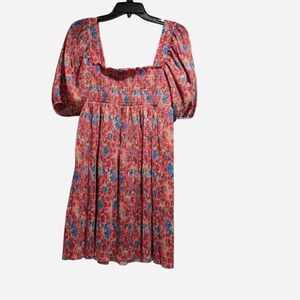 Pre-owned Floral Puff Sleeve Dress